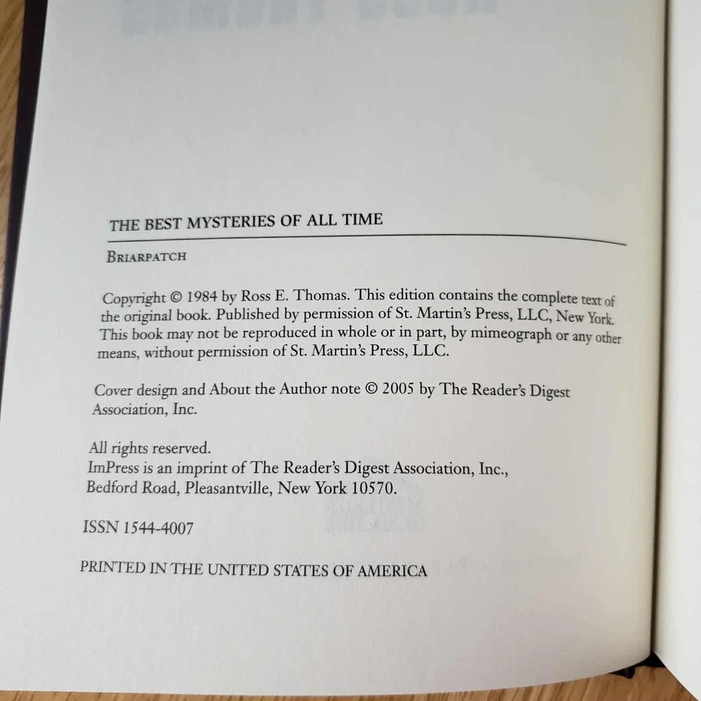 Briarpatch by Ross Thomas –‎ The Best Mysteries of All Time Hardcover 2005